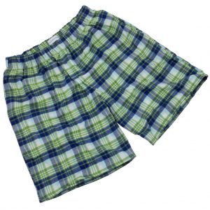 Brushed Cotton Green and Navy Check PJ Shorts for Boys/Men