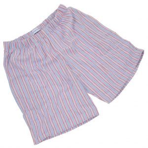 Brushed Cotton Pale Blue and Red Stripe PJ Shorts for Boys/Men