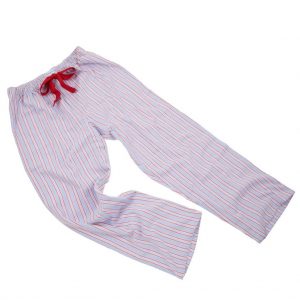 Brushed Cotton Pale Blue with Red Stripe PJ Bottoms with Red Tie