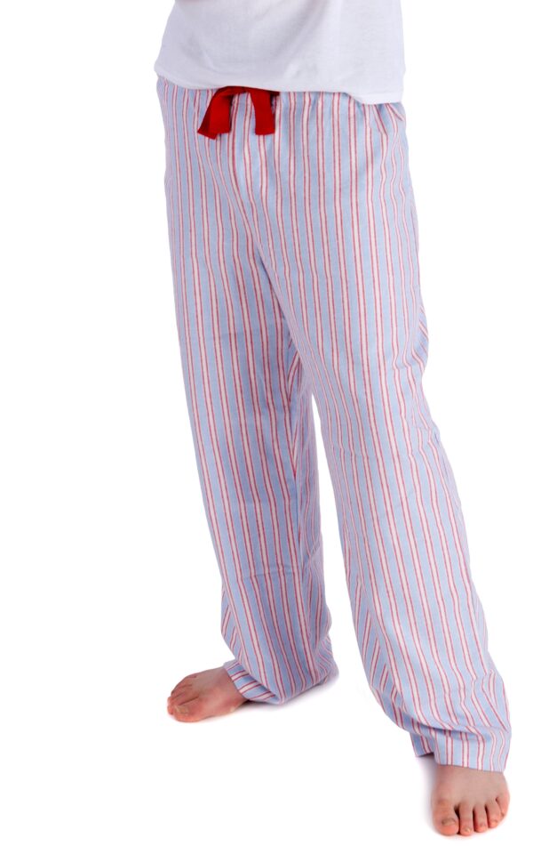 pale blue and red stripe brushed cotton pjs