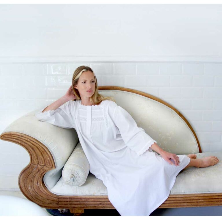 Ladies White Nighties - Eliza Cotton Nightdress - The Pyjama House