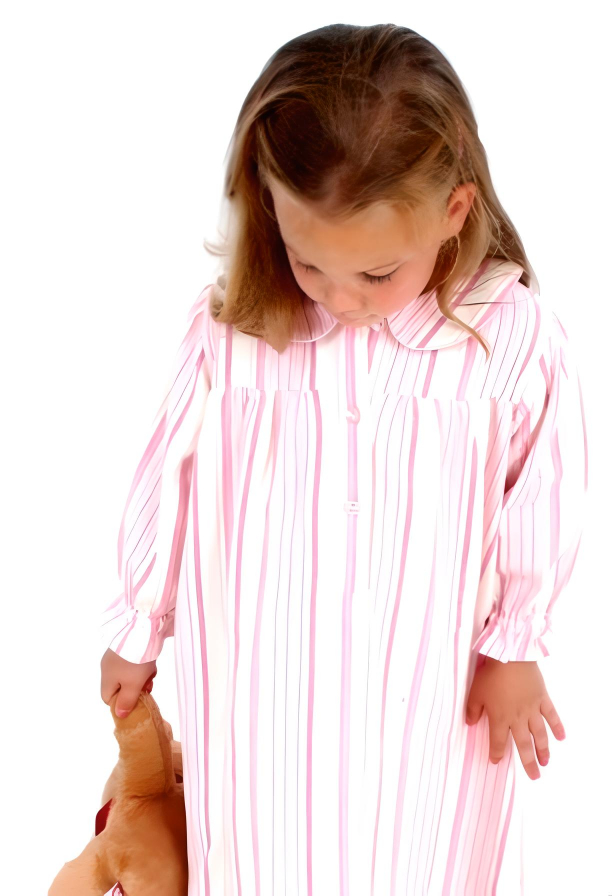 brushed cotton flannel raspberry pink stripe girl's nightdress