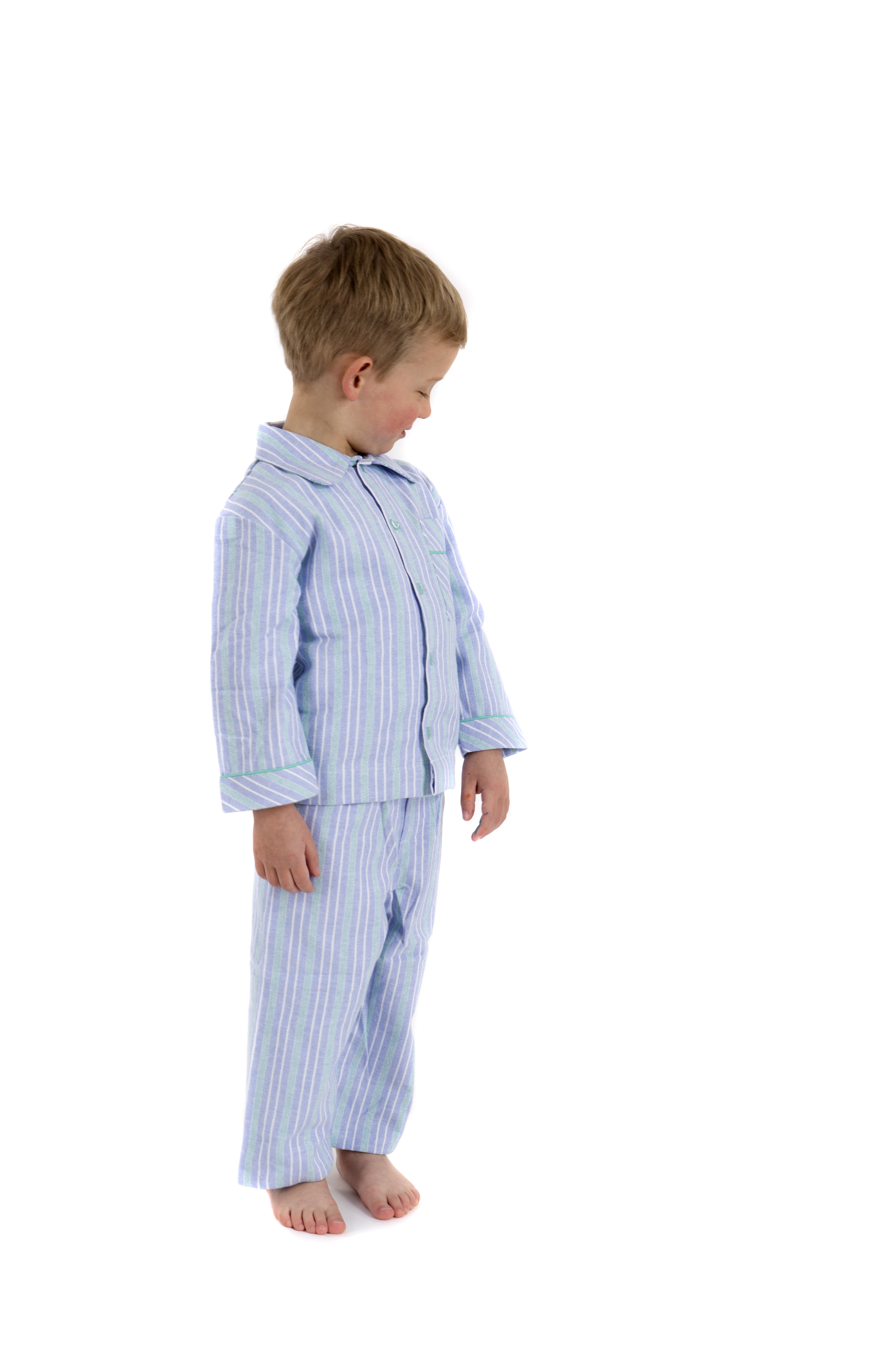 pale blue and aqua stripe pyjamas for boys