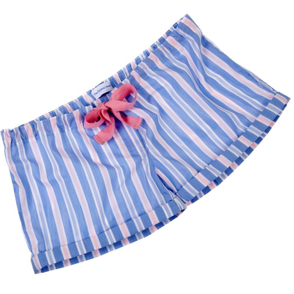 pale blue and pink stripe sleep shorts
