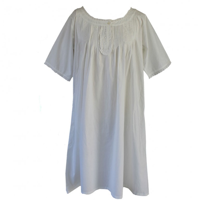 Ladies White Nighties - Isla Short Sleeved Cotton Nightdress - The ...