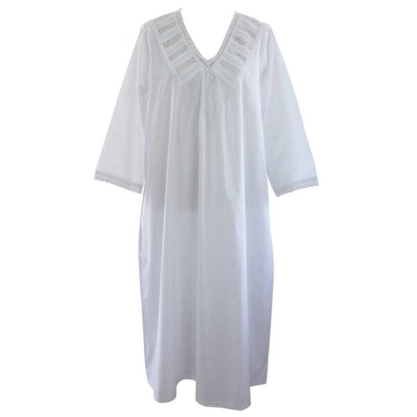 Janet long sleeved white cotton nightdress