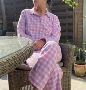 Pretty pink check brushed cotton pyjamas