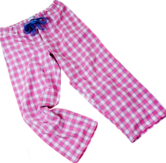 Pale pink and blue check PJ bottoms