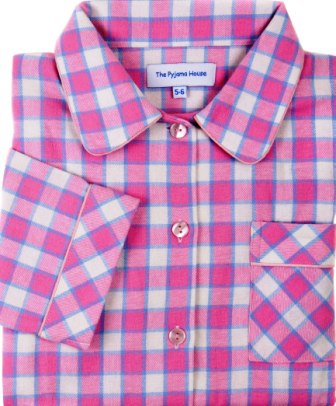 pale pink check pyjamas for women and children