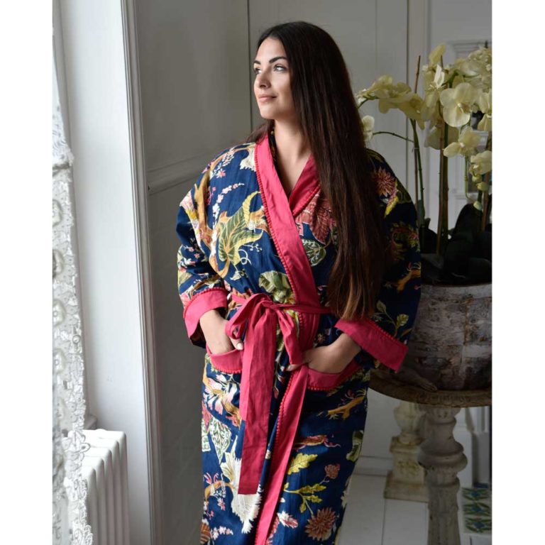 Tie Waist Printed Dressing Gown at Cotton Traders