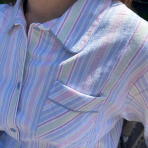 Ladies pastel stripe pyjamas in brushed cotton flannel