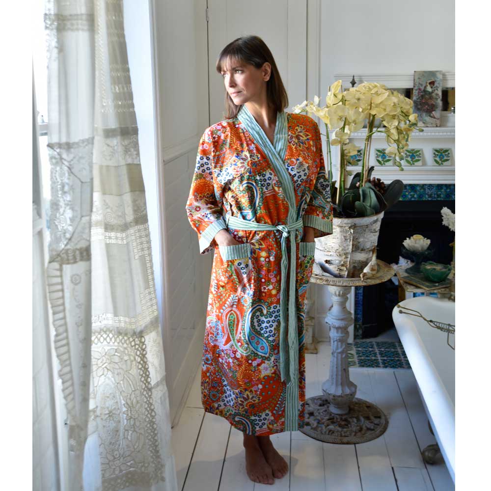 Antigua dressing gown in cotton – Rowan Charles