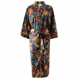 Burnt orange print kimono dressing gown