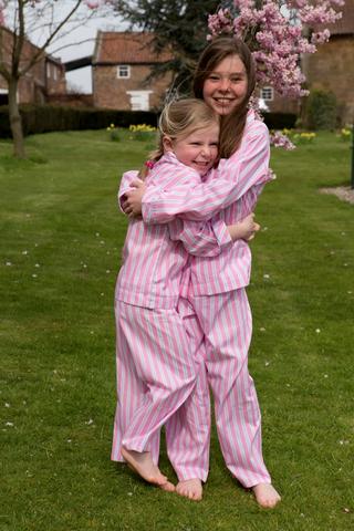 Fine Egyptian Cotton Pink Candy Stripe Girls Pyjamas, at The Pyjama House